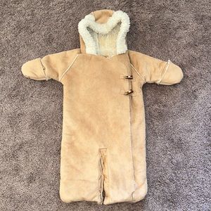GAP Tan Sherpa-Lined Hooded One-Piece Snowsuit